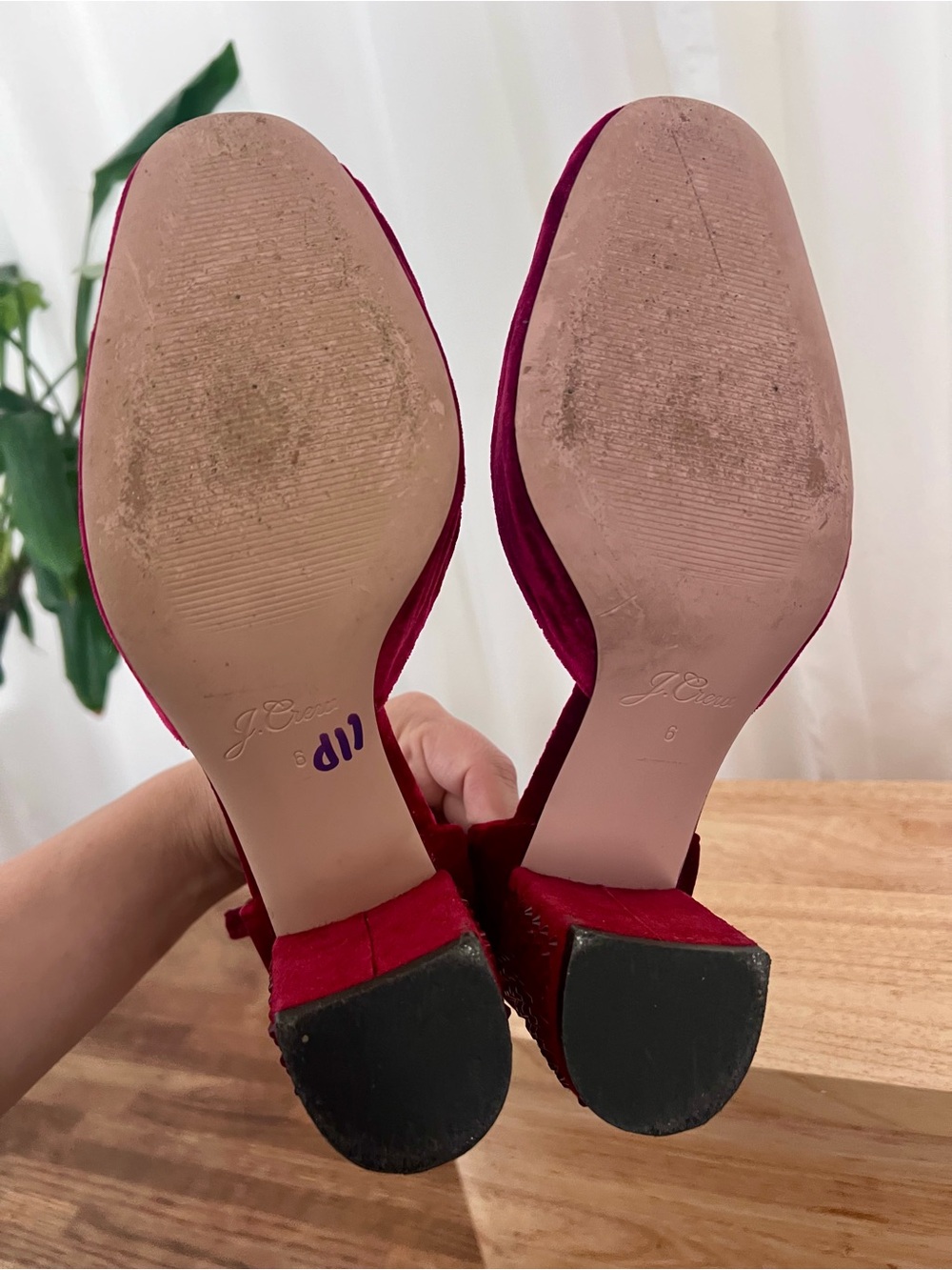 J.Crew Ruby Red Heels with Rhinestones. Size 6 - Picture 10 of 10